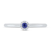 0.04ct Diamond & 0.10ct Blue Sapphire 14k White Gold Ring